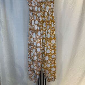 Boho Floral Jumpsuit in Brown and White